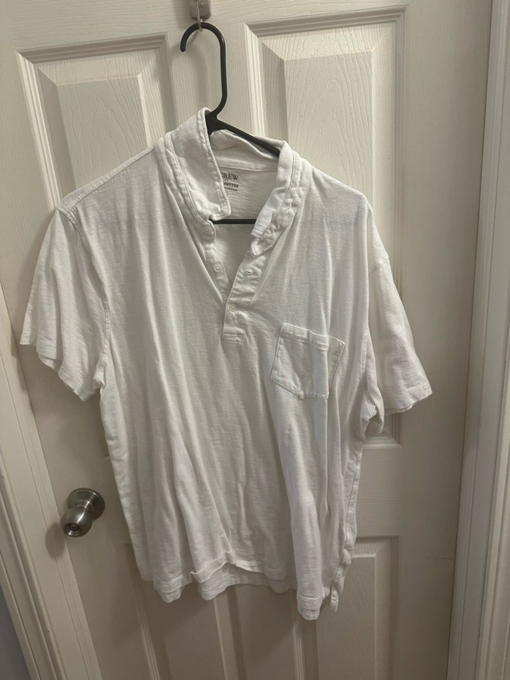 J. Crew White Short-Sleeve Polo with Chest Pocket